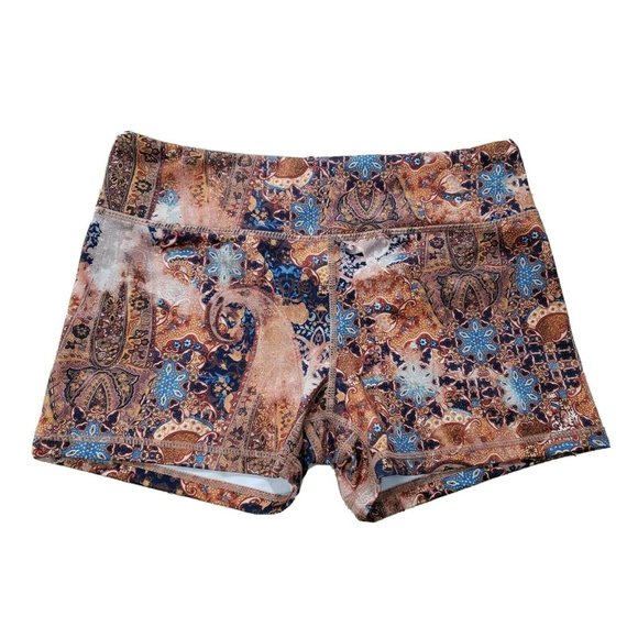 Women's Small Biker Shorts Strong Compression Crazy Paisley All Over Print Gym - Picture 1 of 7